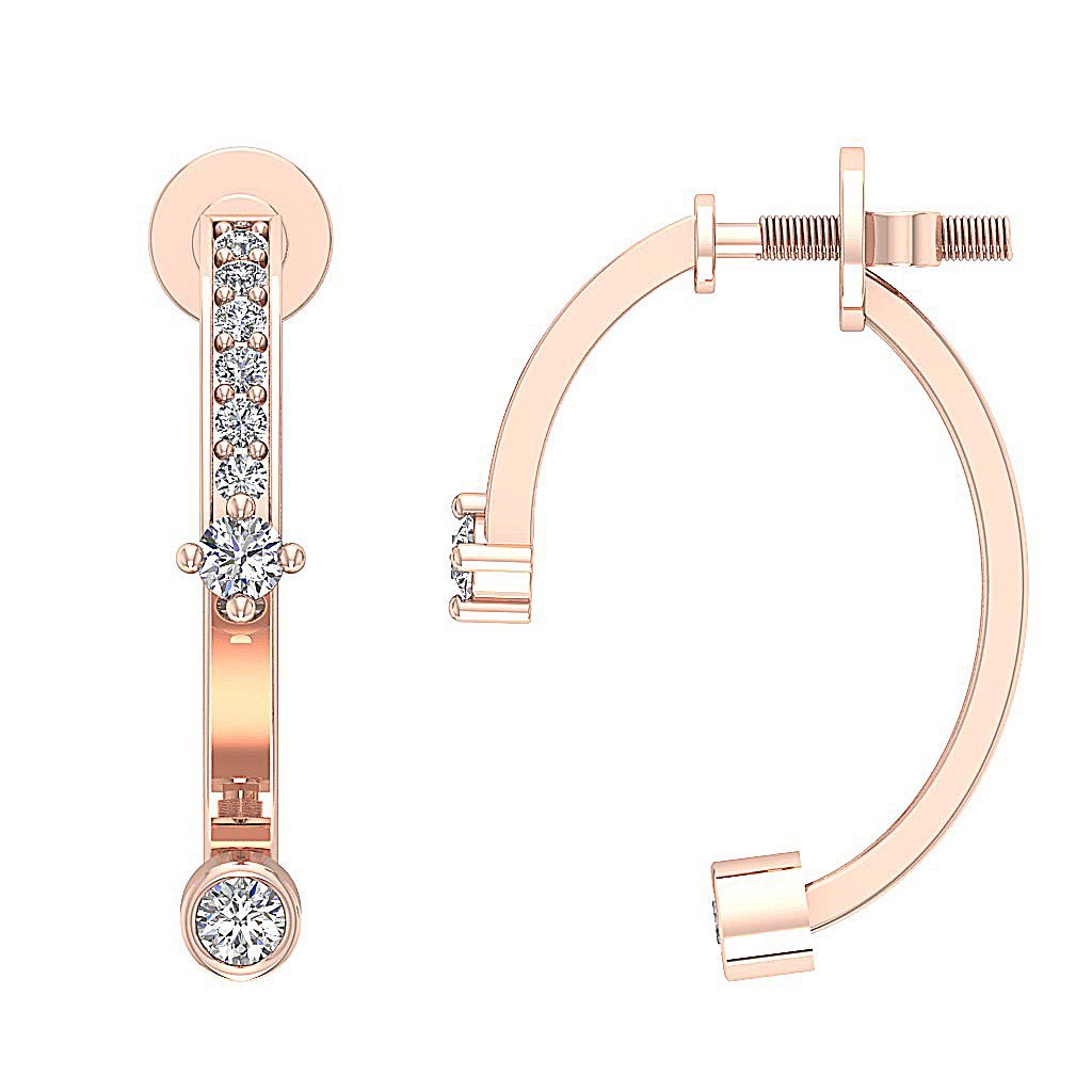 Natural Diamond Fashion Engagement Earrings SI1/I1 G 0.30 Ct 18k/14k White Gold Prong Bezel Set