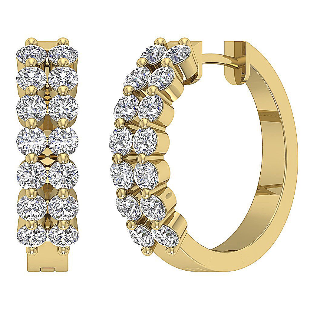 Prong Set Large Hoop Engagement Earrings Natural Diamond SI1/I1 G 1.60 Ct 18k/14k White Yellow Rose Gold