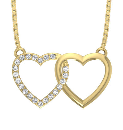 Double Heart Pendant 14k/18K Gold Natural Diamond VVS1/VS1/SI1/I1 0.35 Carat