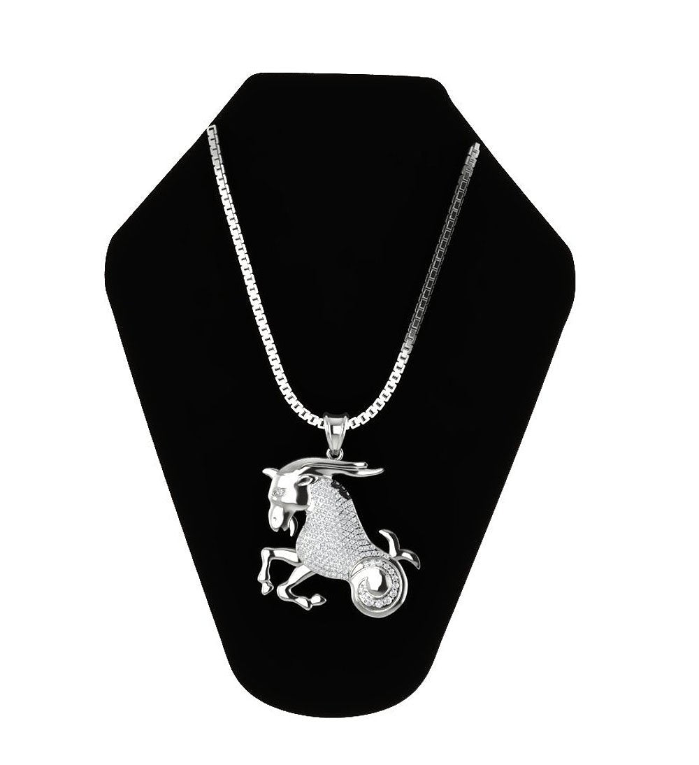Genuine Diamond I1/SI1 G 0.75 Carat Capricorn Zodiac Sign Pendant Necklace 14K Gold