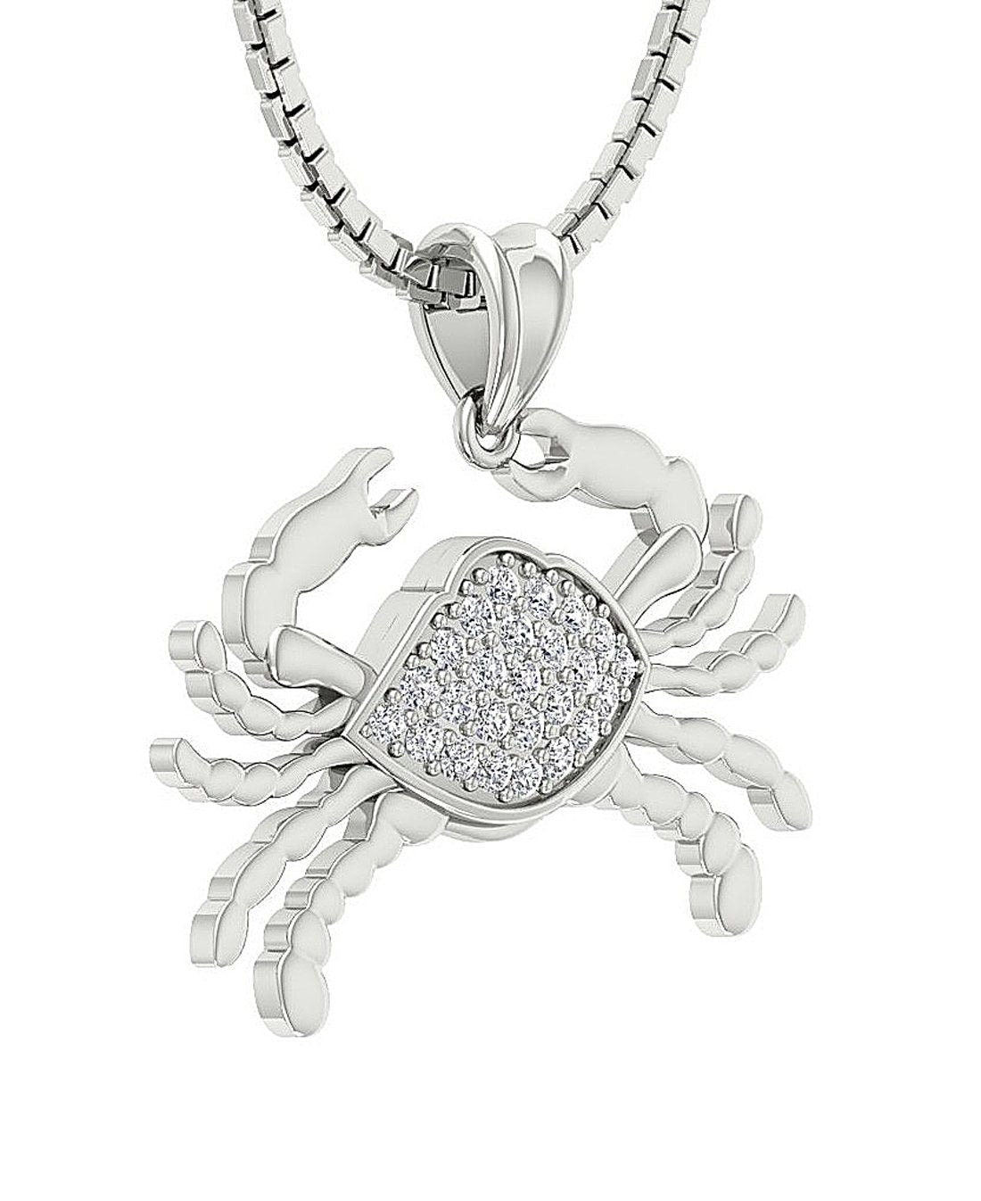 Cancer Zodiac Sign Pendant Necklace I1/SI1 G 0.30 Carat Genuine Diamond 14k/18k Solid Gold