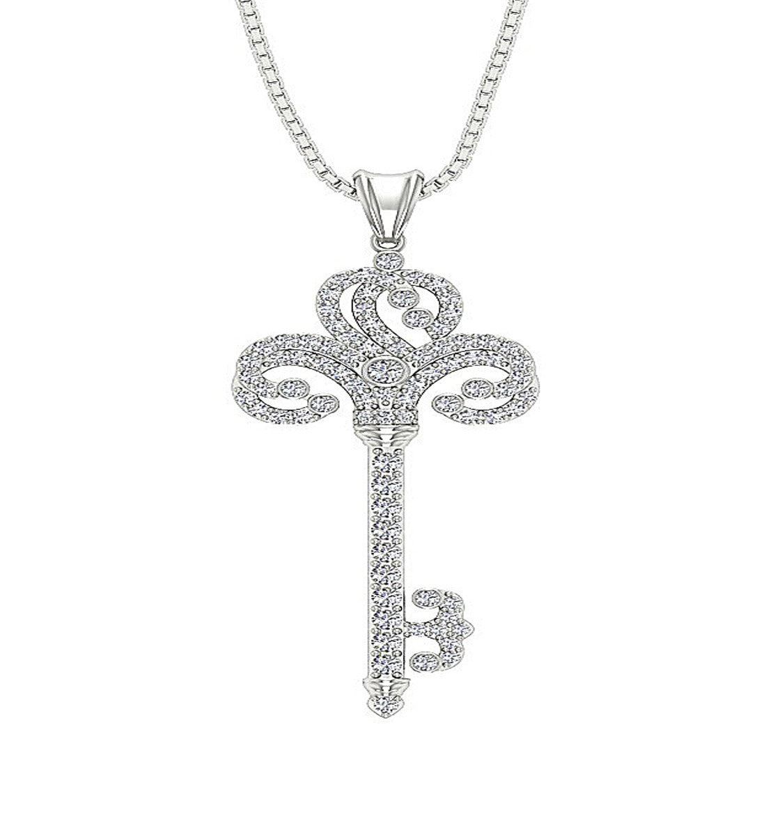 SI1/I1 G 0.80 Carat Natural Diamond 14k/18k Solid Gold Unique Key Shape Pendant