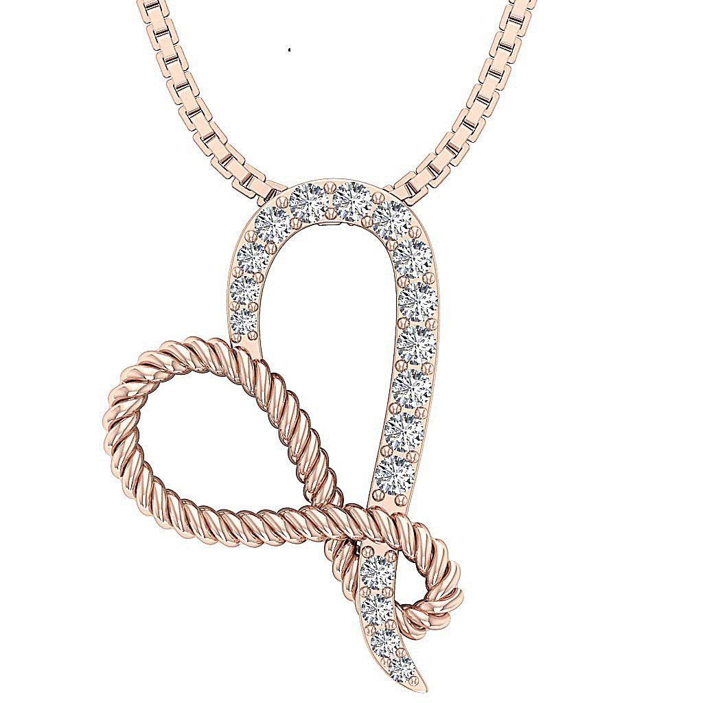 14k/18k Gold Heart Shape Pendants VVS1/VS1/SI1/I1 0.25 Carat Round Diamond