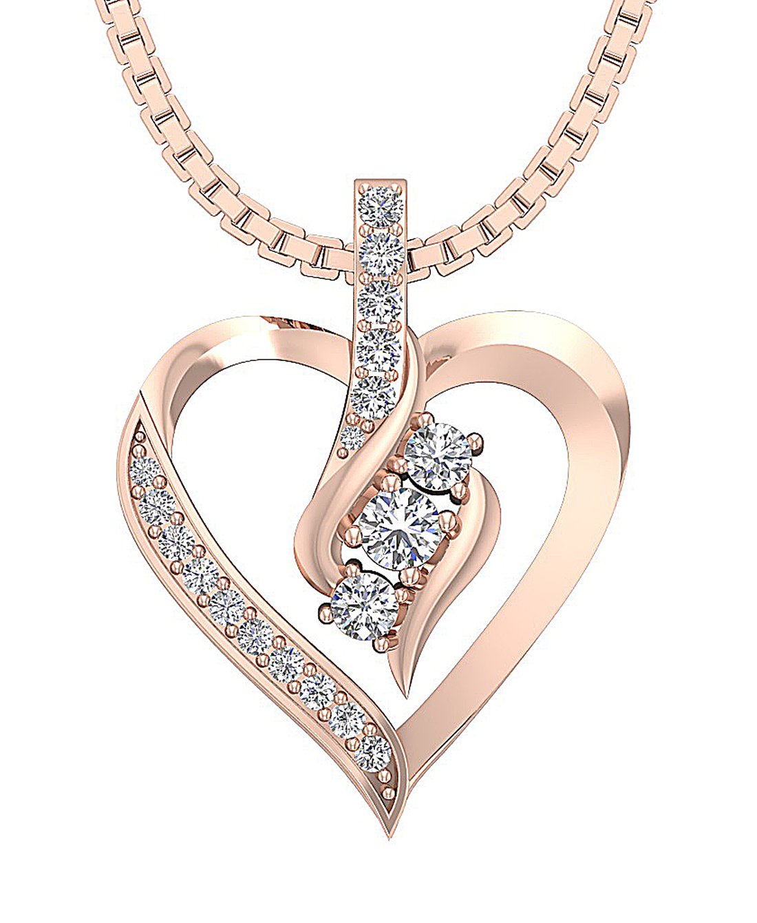 VVS1/VS1/SI1/I1 0.35 Ct Natural Diamond 14k/18k Gold Heart Shape Pendant