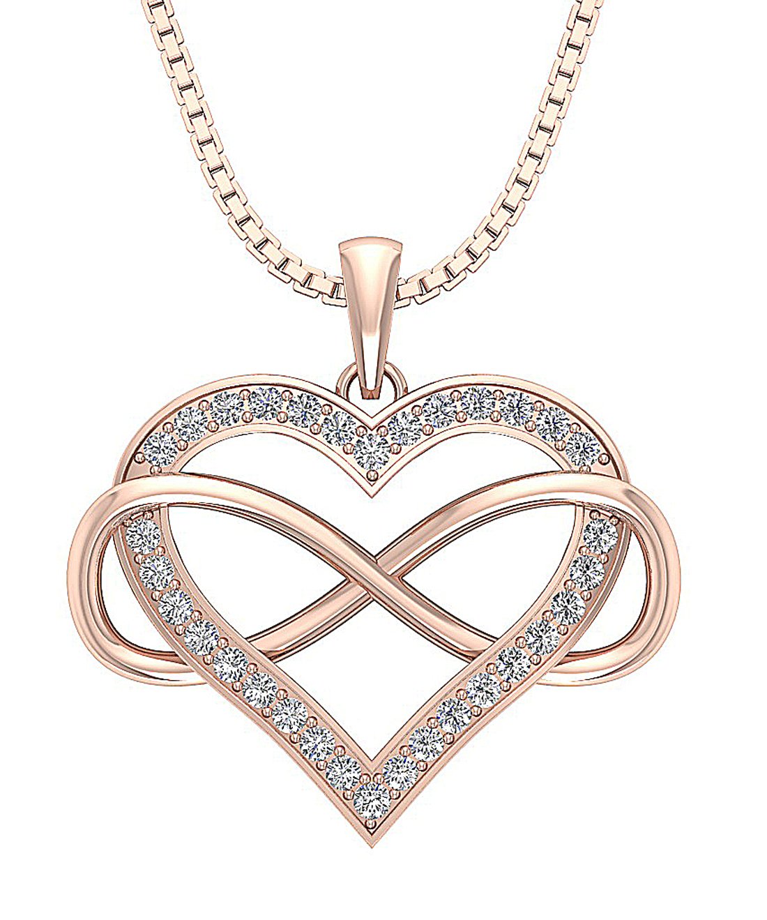 Round Diamond VVS1/VS1/SI1/I1 0.55 Ct Heart Infinity Shape Pendant 14k/18k Gold