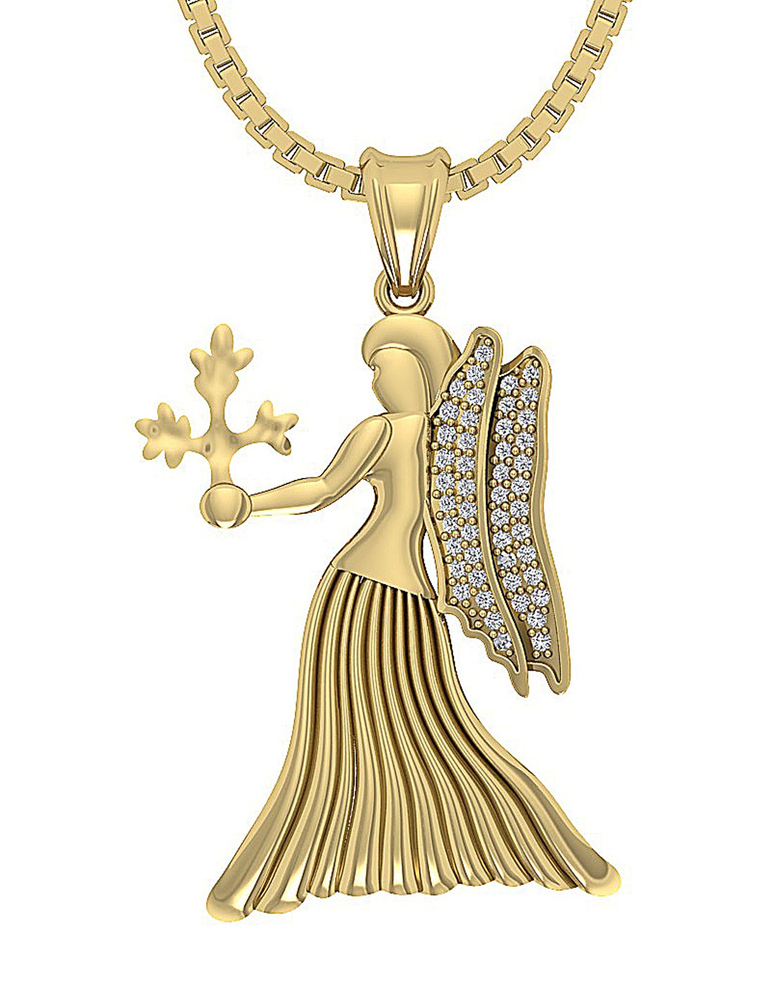 Natural Diamond Virgo Zodiac Sign Engagement Pendant I1/SI1 G 0.25 Ct 14K/18K White Gold Prong Set