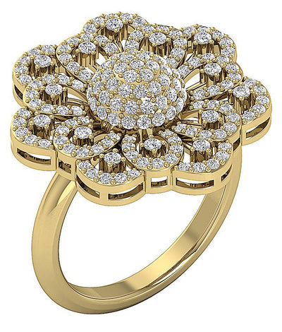 I1 G 1.50 Ct 14k Yellow Gold Genuine Diamond Designer Right Hand Wedding Ring Prong Set