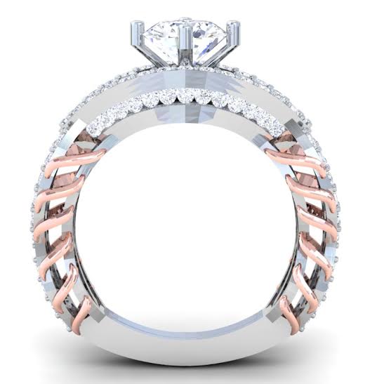 Natural Diamond Vintage Engagement Ring SI1 G 2.00 Carat 14k Two Tone Gold Prong Set