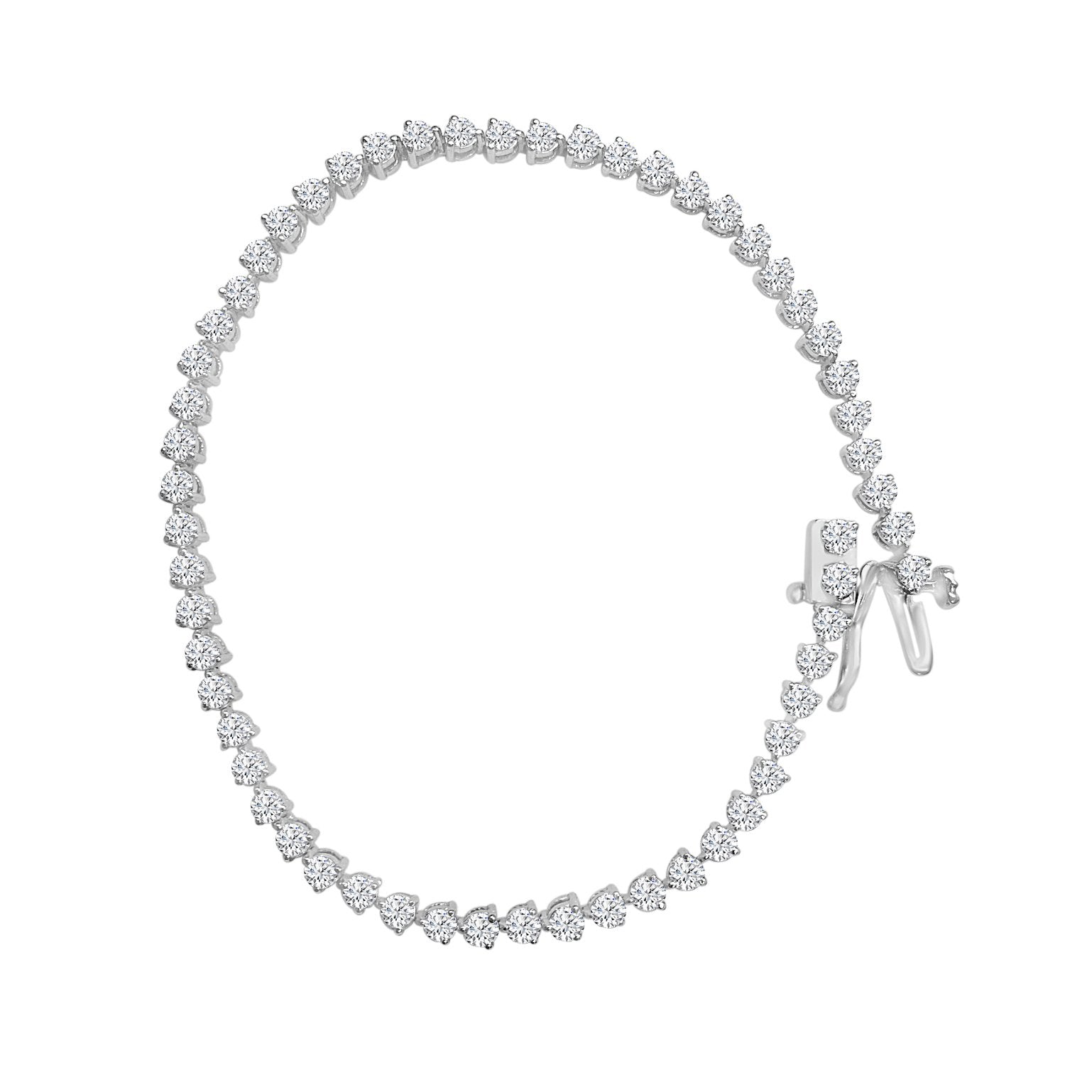 VVS1/VS1/SI1/I1 Tennis Bracelet Round Diamonds 14k Solid Gold 3.00Ct Prong Set 7.00Inch