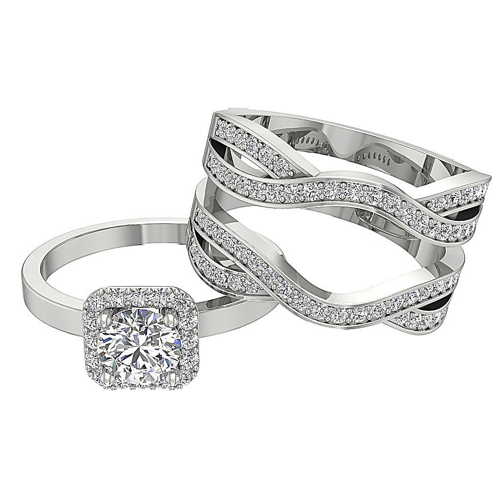 Halo Bridal Anniversary Ring Prong Set SI1 G 1.60 Carat Round Diamond Cut 14K Solid Gold