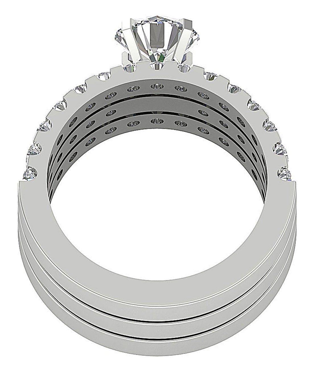 3 Piece Solitaire Wedding Ring Sets I1 G 3.25Ct Genuine Diamond 14K Gold 9.45MM