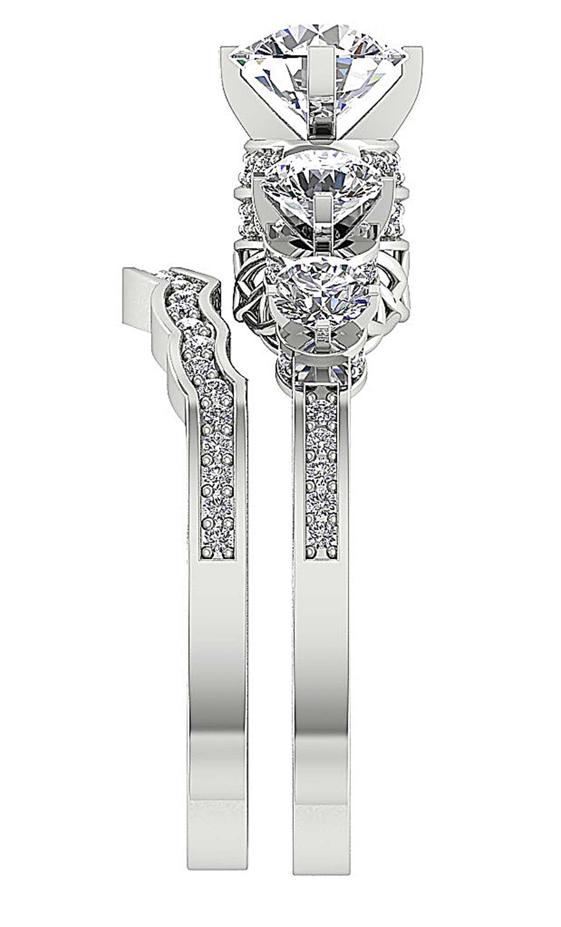 Five Stone Engagement Ring Wedding Sets I1 G 2.15 Ct Round Diamond 14k Gold