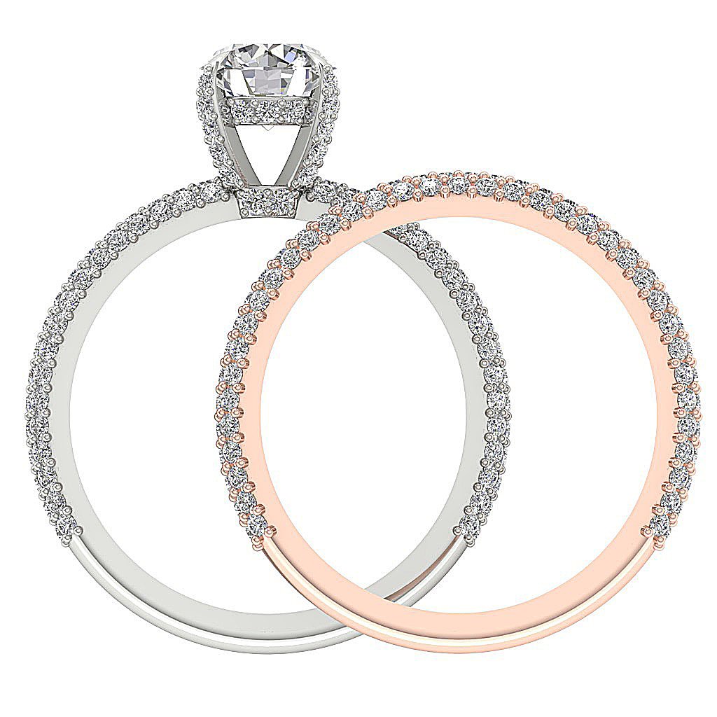 Round Diamond 14K Solid Gold Halo Bridal Wedding Ring Prong Set I1 G 2.75 Ct 7.85 MM