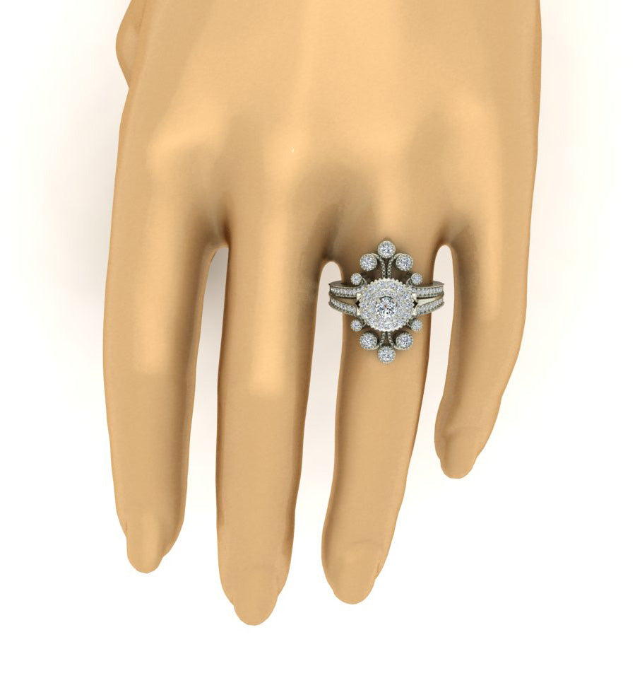 14K Gold Round Cut Diamond Solitaire Engagement Ring I1 G 1.30 Carat 23.60 MM