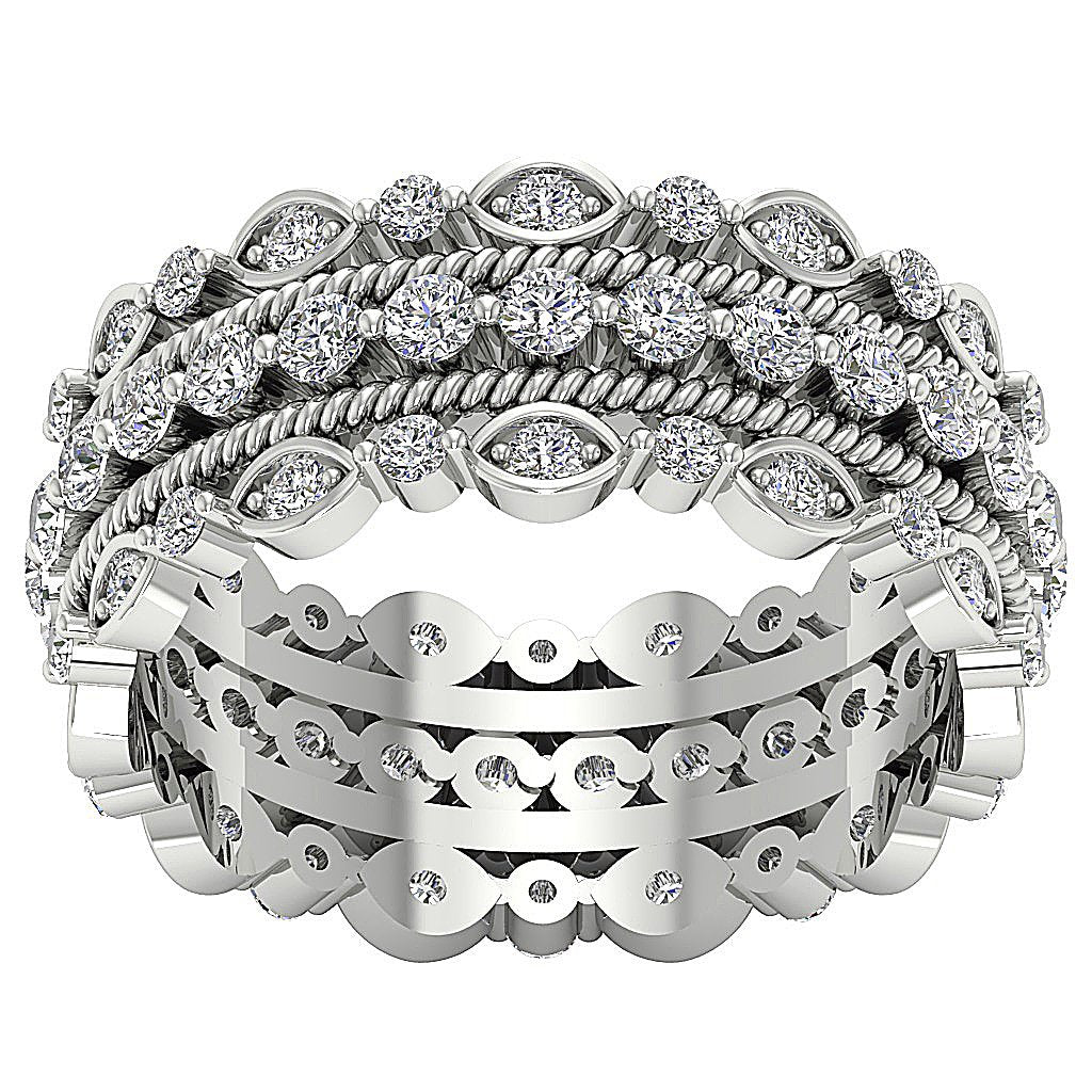 I1 G 2.10 Ct Designer Engagement Eternity Ring 14k White Gold Genuine Diamond