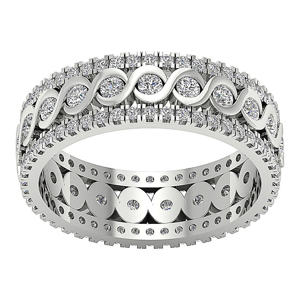 14k Rose Gold I1 G 1.75 Ct Genuine Diamond Designer Eternity Wedding Ring Prong Bezel Set