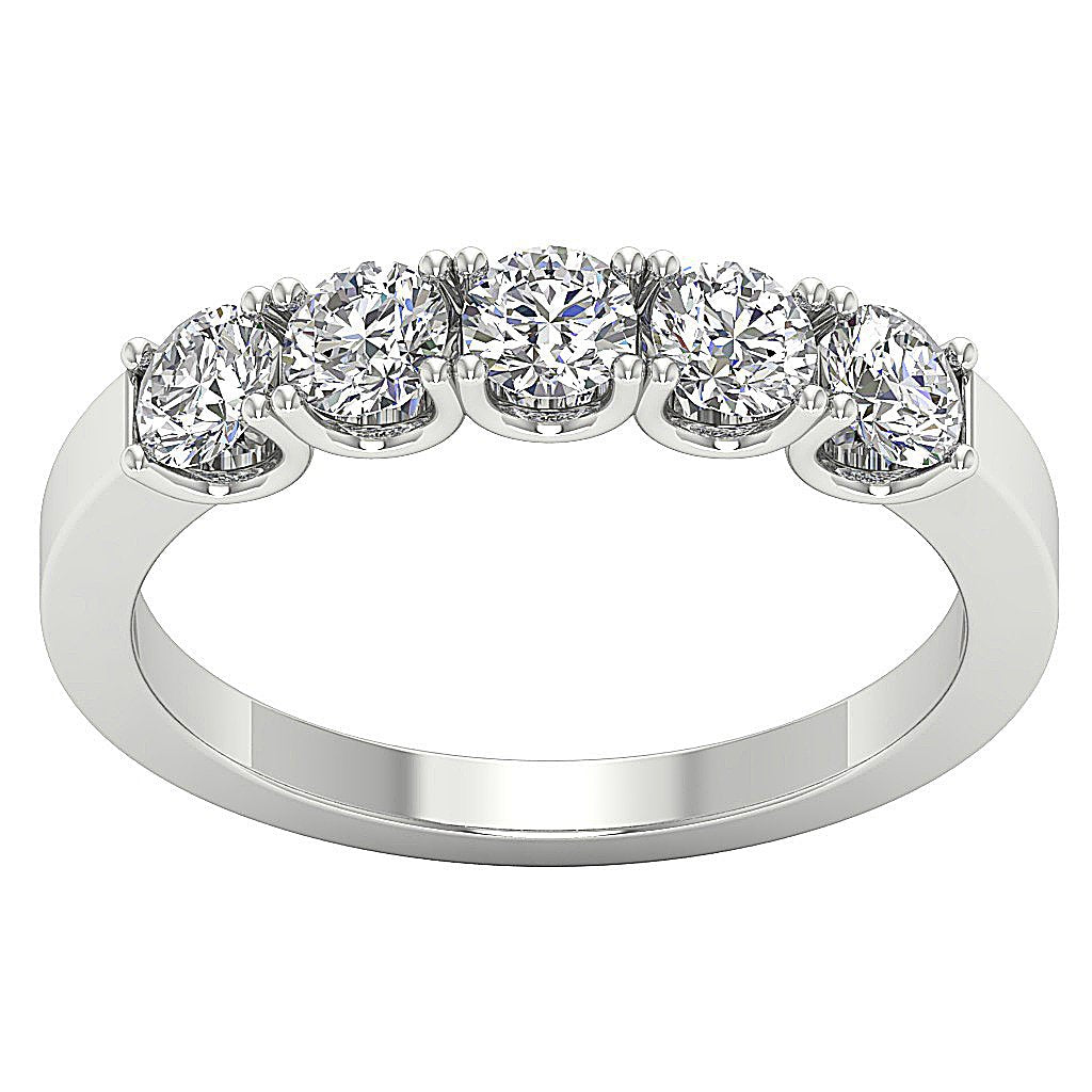 14k White Yellow Rose Gold Natural Diamond I1 G 1.00 Ct Five Stone Engagement Ring Prong Set