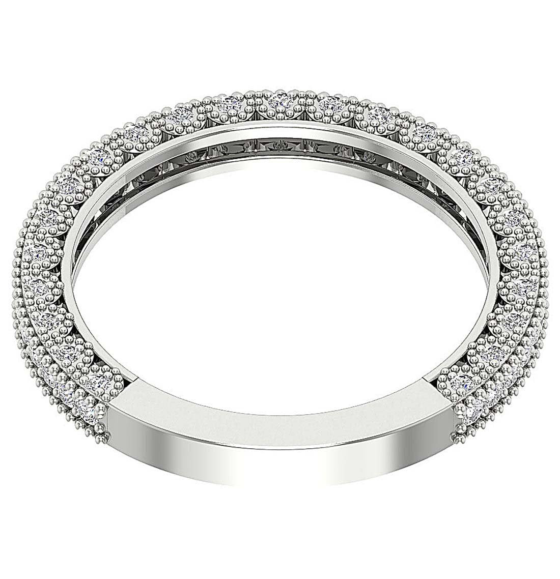Anniversary Milgrain Round Cut Natural Diamond Ring SI1 G 0.70 Ct 2.70MM