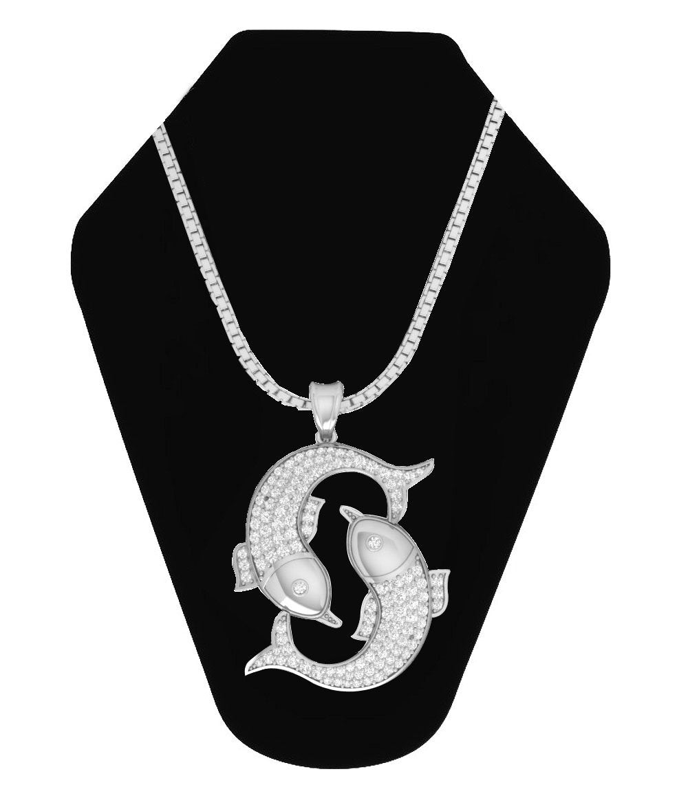 Genuine Diamond I1/SI1 G 1.00 Carat Pisces Zodiac Sign Pendant Necklace 14K/18K Gold