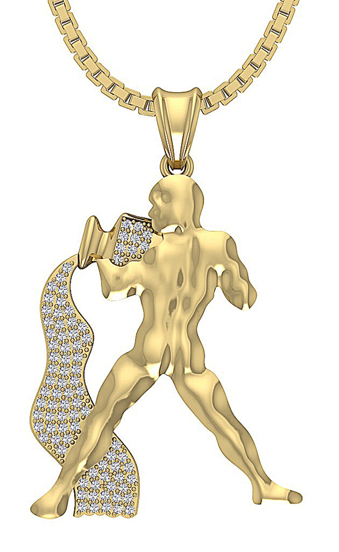 Round Diamond I1/SI1 G 0.35 Carat Aquarus Zodiac Sign Pendant Necklace 14K/18K Gold
