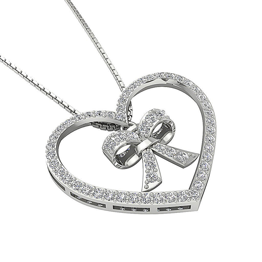 Heart Shape Pendants 14k/18k Solid Gold Genuine Diamonds SI1/I1 G 1.10 Ct