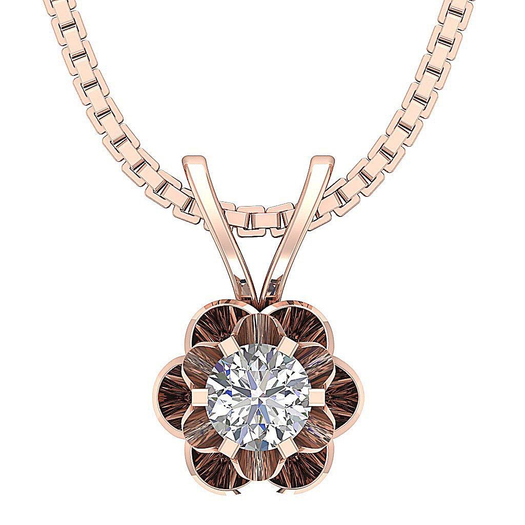 Natural Diamond SI1/I1 G 0.25 Ct Unique Solitaire Pendants 14k/18k Solid Gold