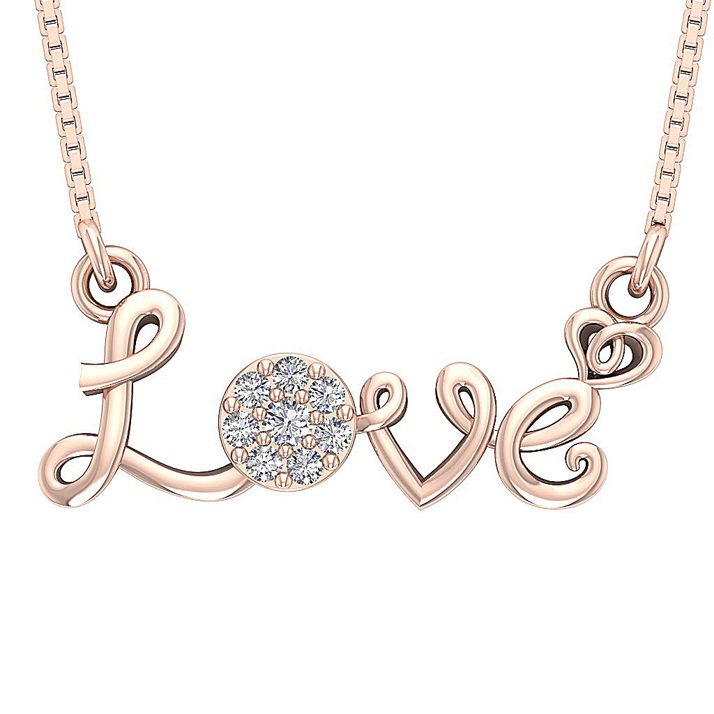 VVS1/VS1/SI1/I1 0.20 Carat Love Pendants Natural Diamond 14k/18k Solid Gold