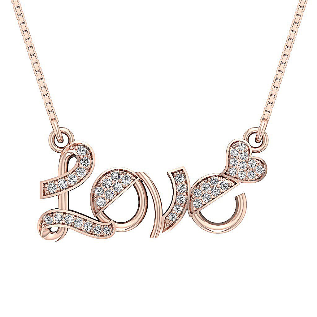 SI1/I1 G 0.35 Ct Designer Love Pendants 14k/18k Solid Gold Round Diamonds