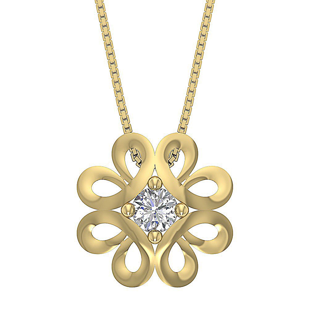 Round Diamond 14k/18k Solid Gold Designer Solitaire Pendant SI1/I1 G 0.55 Ct
