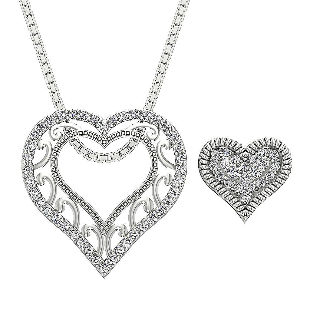 SI1/I1 G 0.45 Ct Natural Diamond 14k/18k Solid Gold Unique Heart Pendant