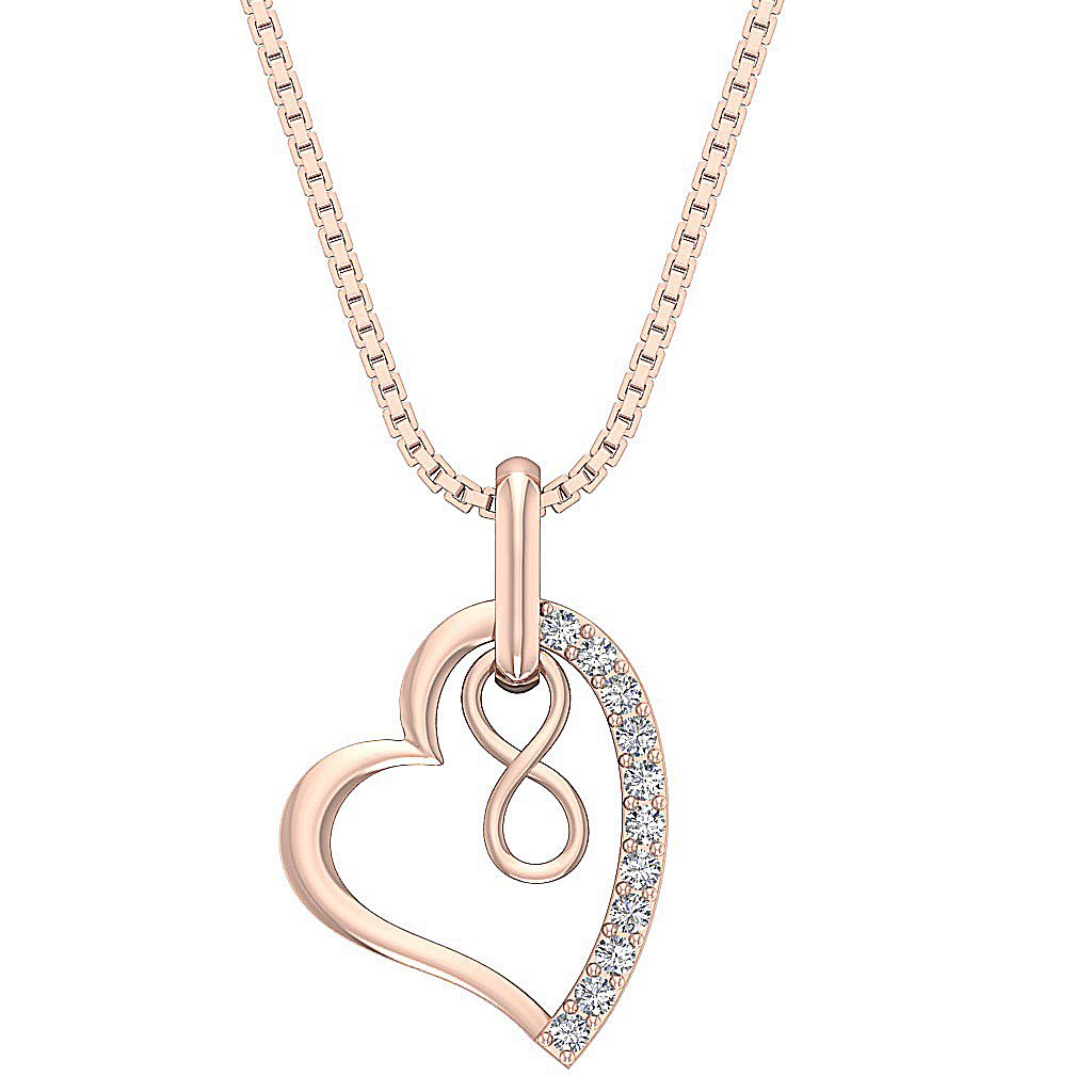 Designer Heart Pendant SI1/I1 G 0.20 Carat Round Diamond 14k/18k Solid Gold