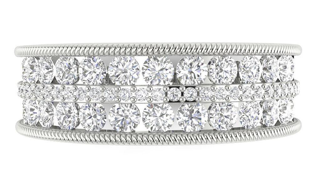 Engagement Fashion Ring 14k Solid Gold Prong & Channel Set SI1 G 1.550 Ct