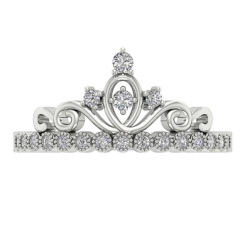 Prong Bezel Set Crown Genuine Diamond Wedding Ring SI1 G 0.35 Ct 14k Solid Gold 10.50MM