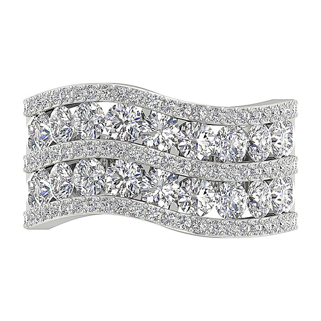 I1 G 4.30 Ct Genuine Diamond Prong Channel Set Wedding Ring 14K White Gold 11.05 MM