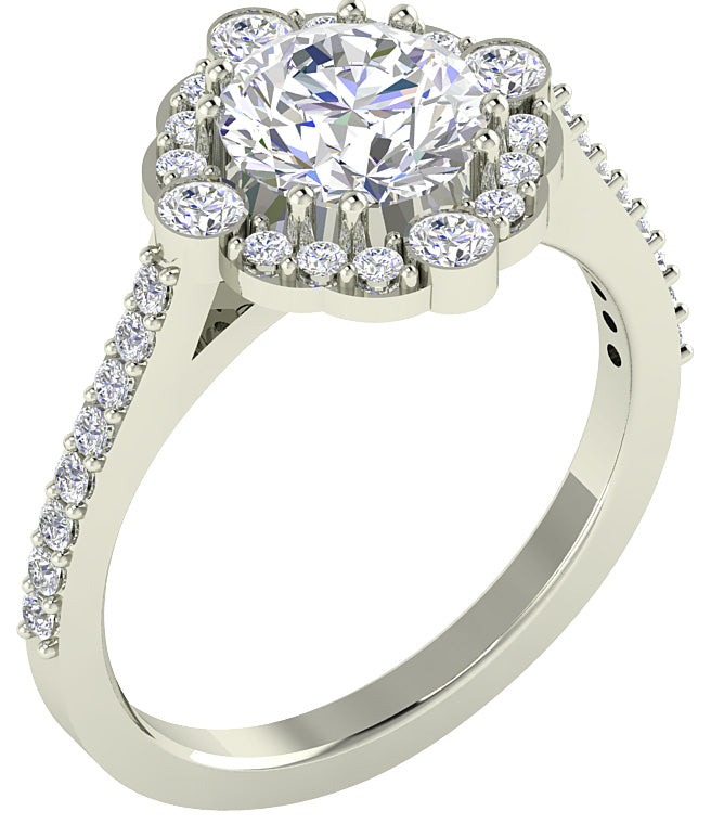 Designer Solitaire Halo Engagement Ring I1 G 2.20 Ct Round Cut Natural Diamond 14K Solid Yellow Gold