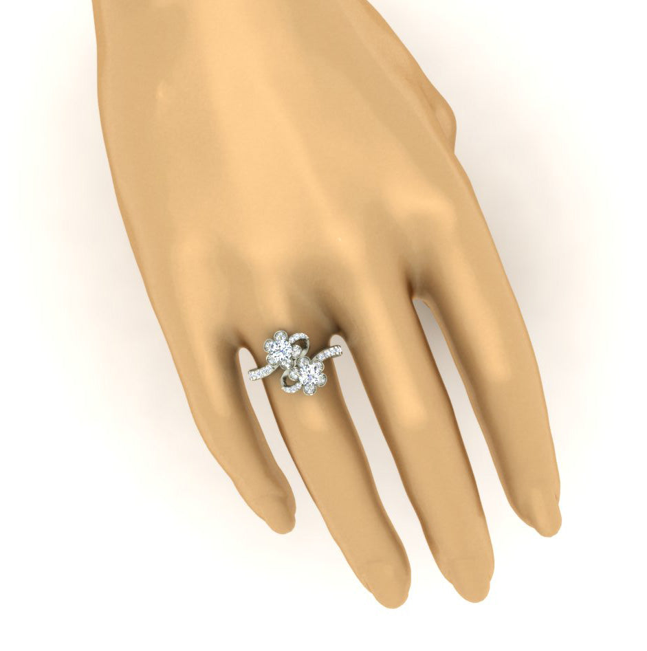 Forever Us Two Stone Diamond Engagement Ring For Women SI1 G 1.50 Carat 14K Solid Gold
