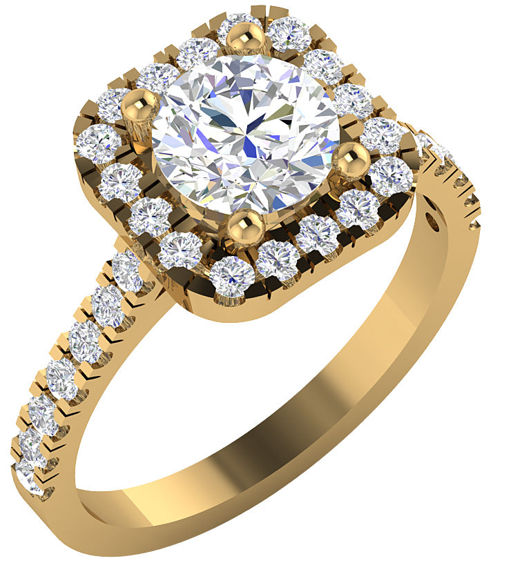 I1 G 2.00 Ct Genuine Diamond Solitaire Cushion Halo Engagement Ring 14K White Yellow Rose Gold