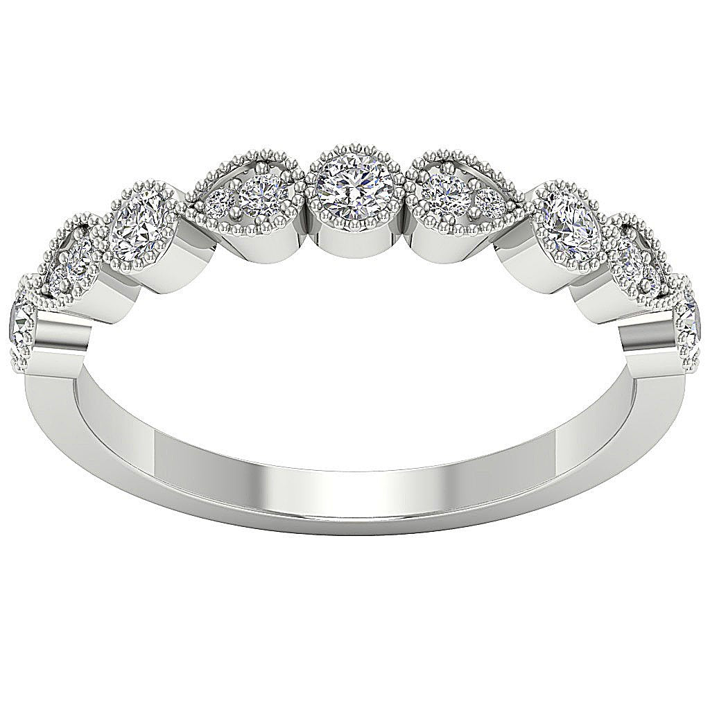 Wedding 14K Solid Gold Milgrain Prong Set Ring SI1 G 0.50 Ct Genuine Diamond 3.45MM