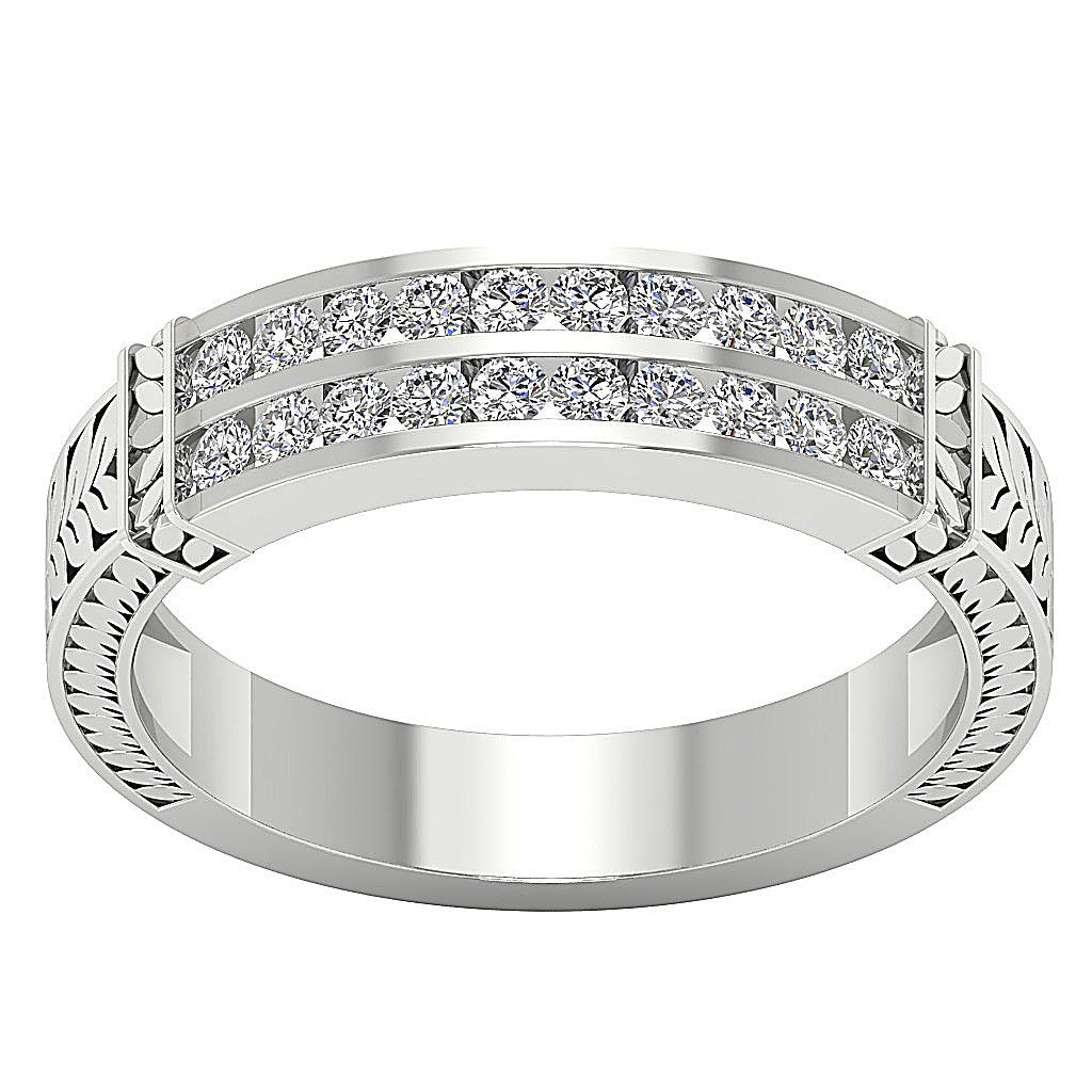 Round Diamond I1 G 0.50 Ct Anniversary Ring Prong Channel Set 14k Yellow Gold 5.20 MM