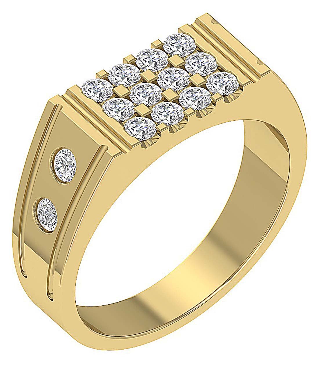 SI1/I1 G 0.90 Ct Genuine Diamond 14k Solid Gold Designer Mens Wedding Ring