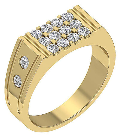 SI1/I1 G 0.90 Ct Genuine Diamond 14k Solid Gold Designer Mens Wedding Ring