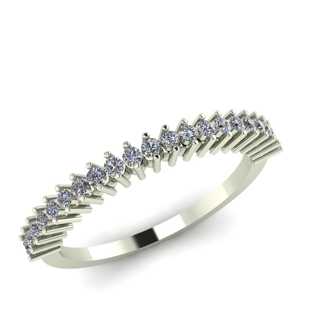 Round Diamond Stackable Half Eternity Anniversary Ring I1 G 0.25 Ct 14K White Gold Prong Set