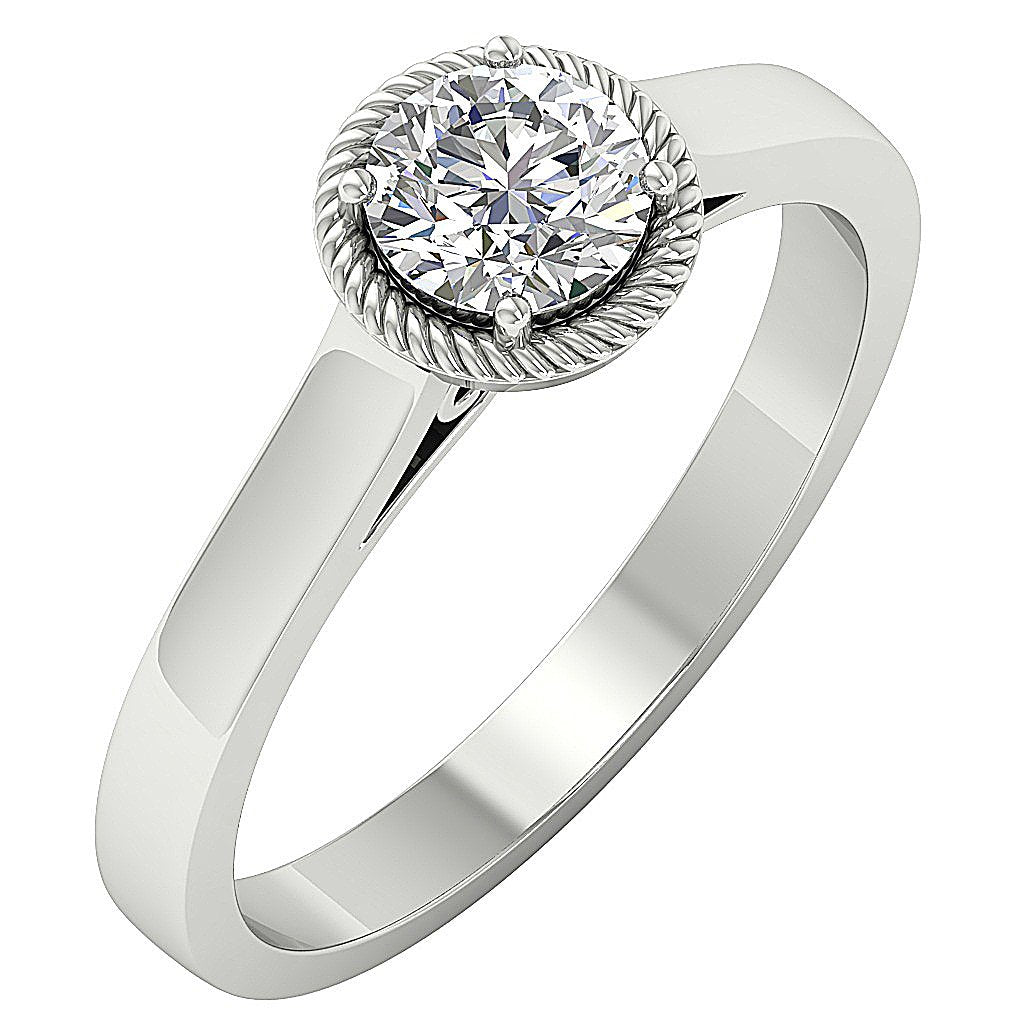 Natural Diamond Vintage Solitaire Engagement Ring SI1 G 0.85 Ct 14k White Gold Prong Set
