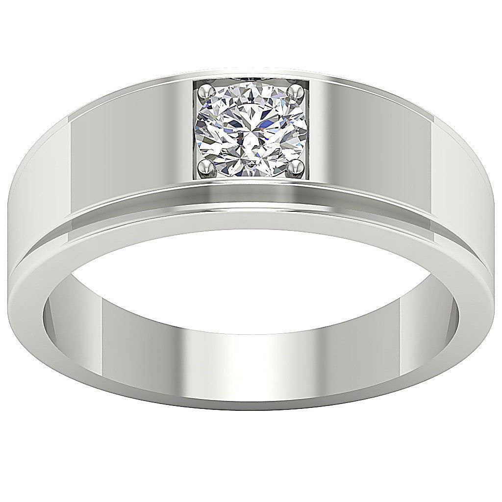 Natural Diamond Men Solitaire Engagement Ring 14k Solid Gold SI1/I1 G 0.50 Ct Prong Set 7.45 MM