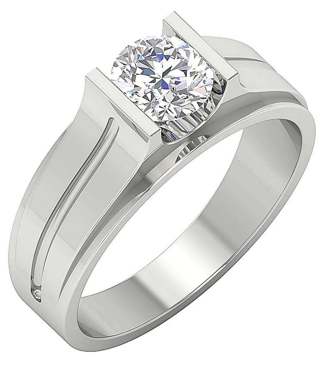 The Augustine Round Brilliant Cut Carat Solitaire Diamond Mens Engag