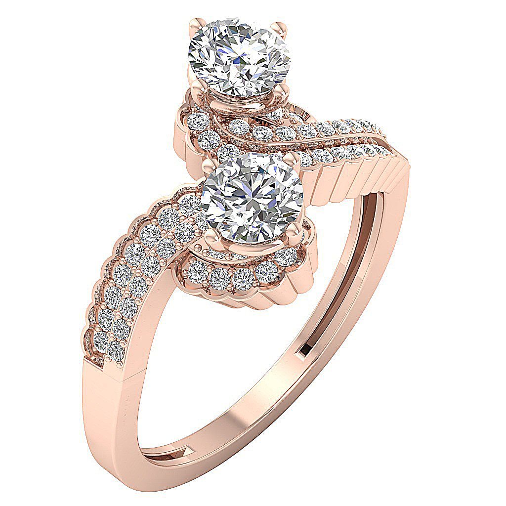 14k Yellow Gold Forever Us Two Stone Engagement Ring Natural Diamond SI1 G 1.50 Ct Prong Set