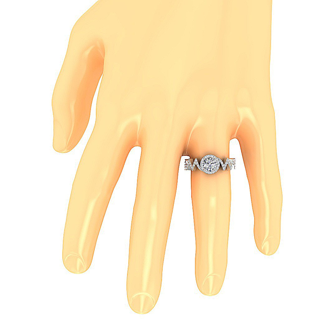 Zig Zag Halo Solitaire Natural Diamond Ring I1 G 1.55 Ct 14K Yellow Gold Prong Set