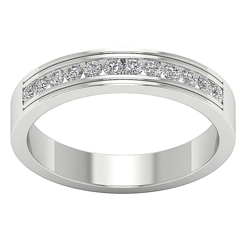 Channel Set Anniversary Band 0.50 ct I1 G Natural Round Ideal Cut Diamond 14k Gold
