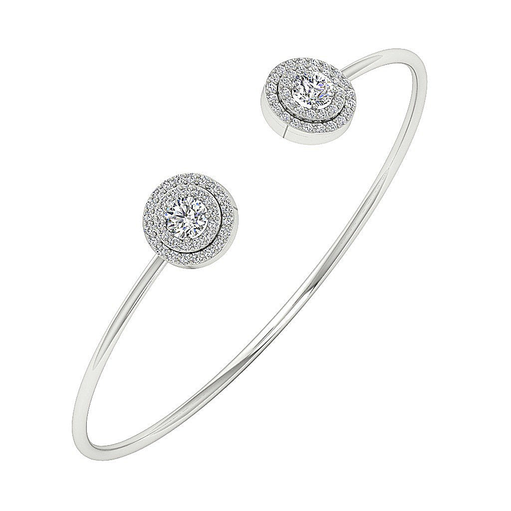 Diamond Bangles 14k/18K White Yellow Rose Gold VS1/SI1/I1 1.60Ct Natural Diamonds