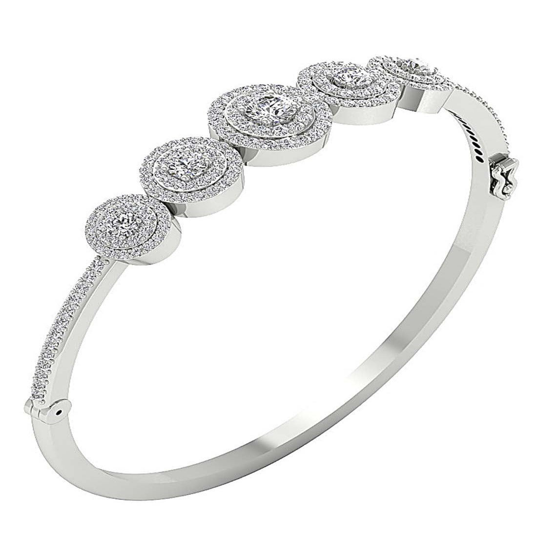 Diamond Bangles 14k/18k White Yellow Rose Gold VS1/SI1/I1 3.50Ct Natural Diamonds